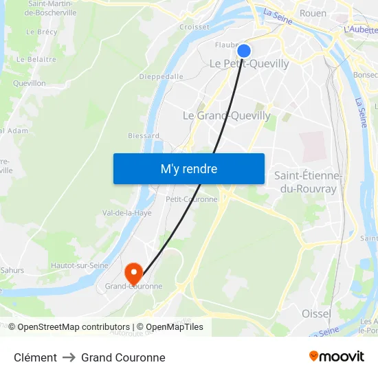 Clément to Grand Couronne map