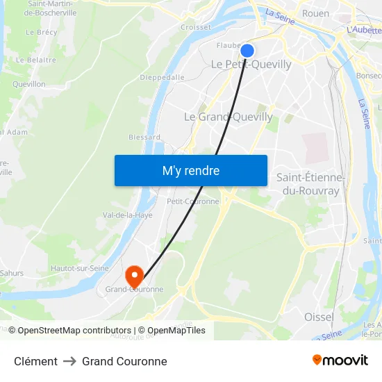 Clément to Grand Couronne map