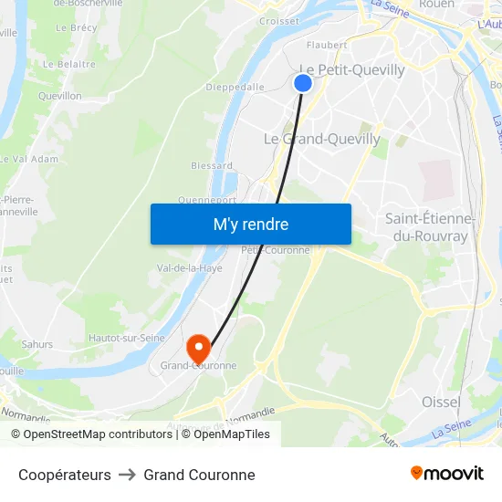 Coopérateurs to Grand Couronne map
