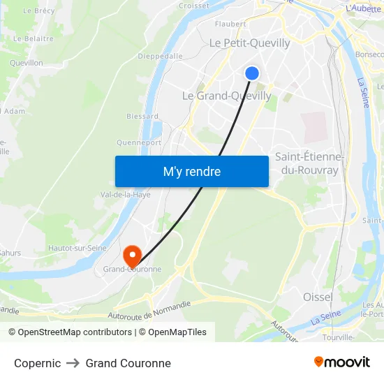 Copernic to Grand Couronne map