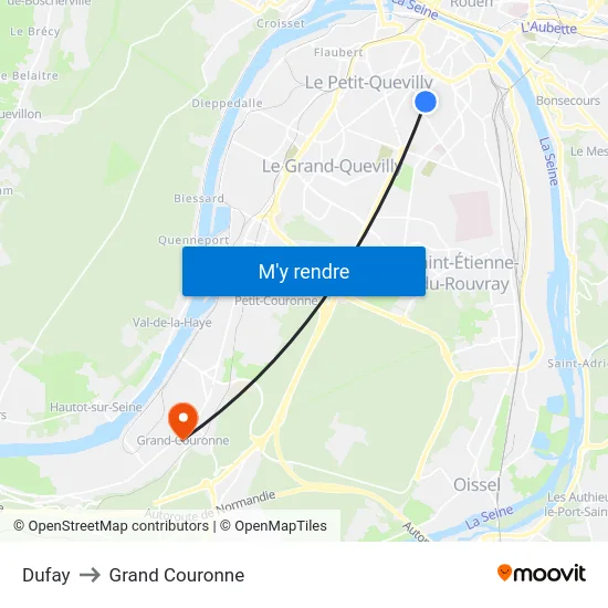 Dufay to Grand Couronne map