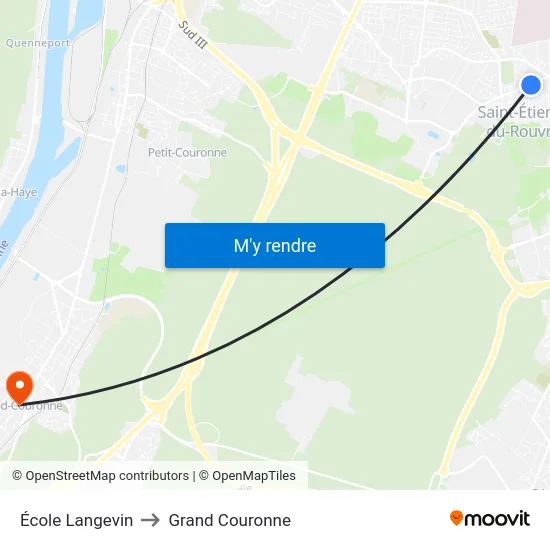 École Langevin to Grand Couronne map