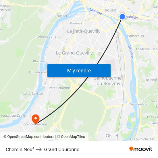 Chemin Neuf to Grand Couronne map