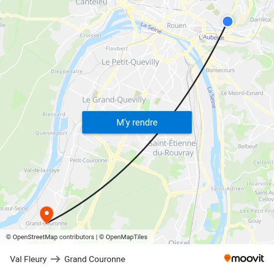 Val Fleury to Grand Couronne map