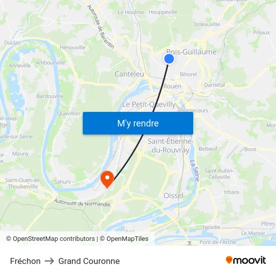 Fréchon to Grand Couronne map