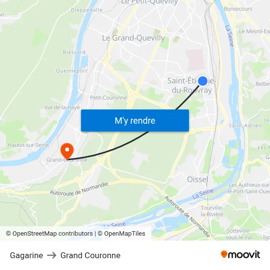 Gagarine to Grand Couronne map