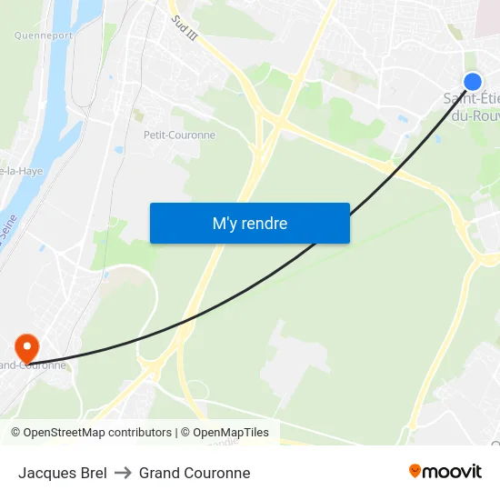 Jacques Brel to Grand Couronne map