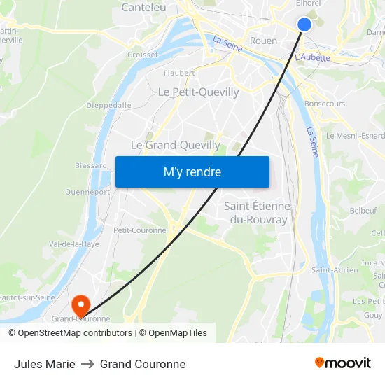 Jules Marie to Grand Couronne map