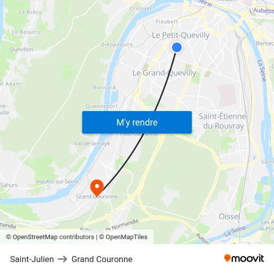 Saint-Julien to Grand Couronne map