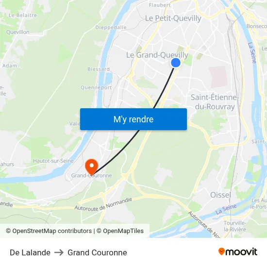 De Lalande to Grand Couronne map