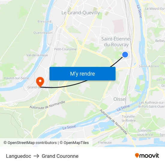Languedoc to Grand Couronne map