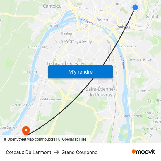 Coteaux Du Larmont to Grand Couronne map