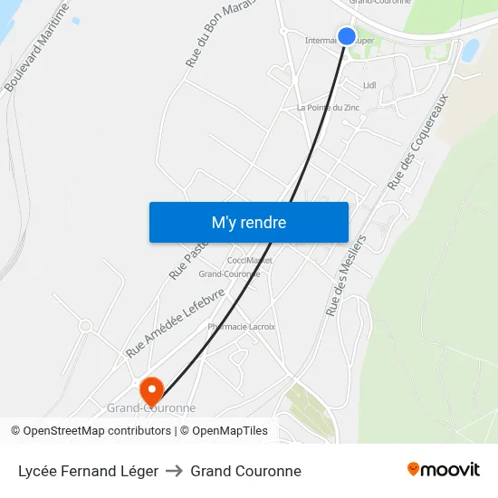 Lycée Fernand Léger to Grand Couronne map