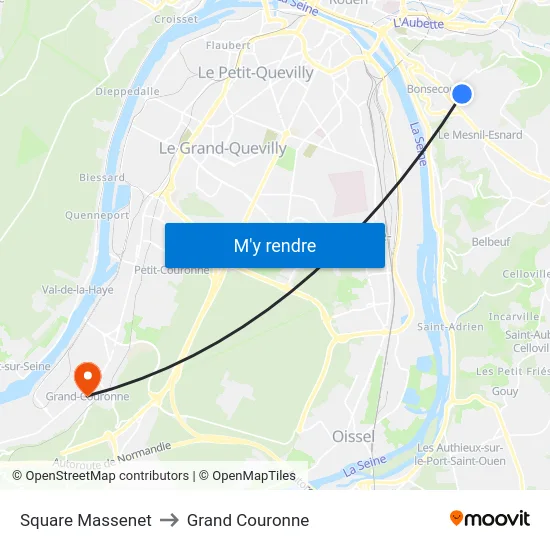 Square Massenet to Grand Couronne map