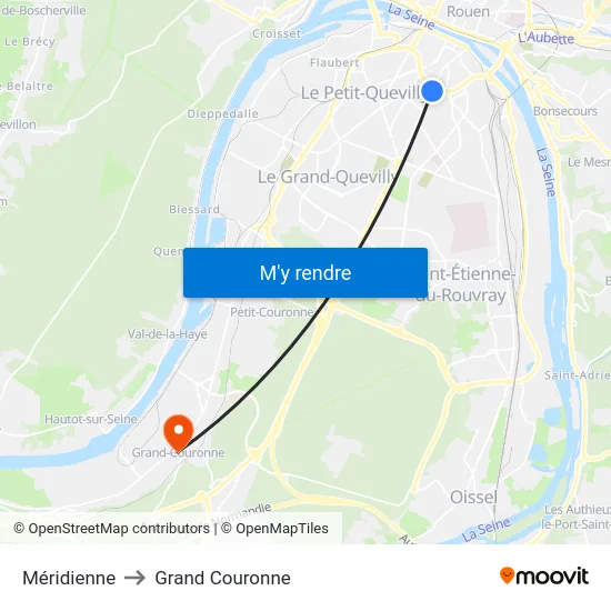 Méridienne to Grand Couronne map