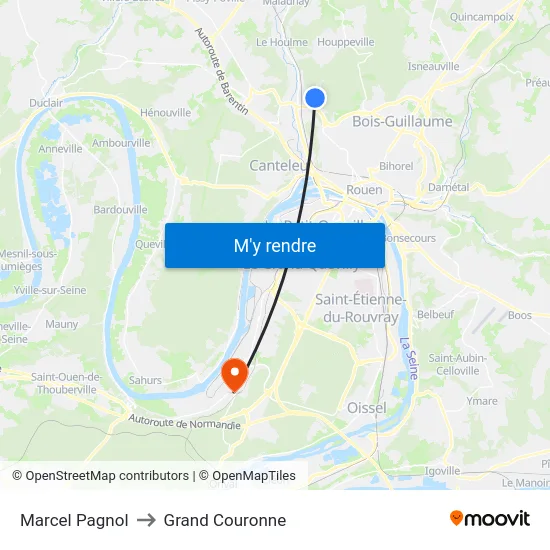 Marcel Pagnol to Grand Couronne map