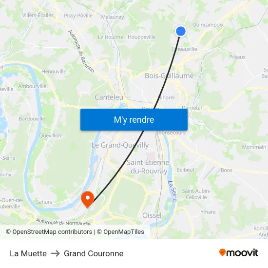 La Muette to Grand Couronne map