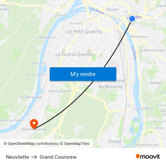 Neuvilette to Grand Couronne map