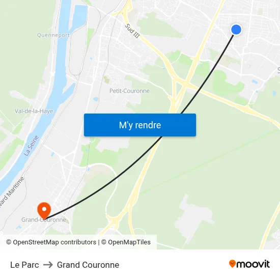 Le Parc to Grand Couronne map