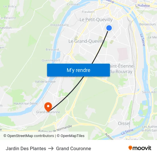 Jardin Des Plantes to Grand Couronne map