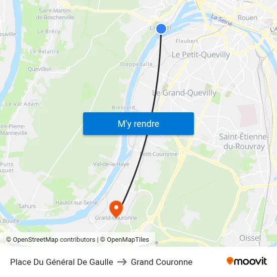Place Du Général De Gaulle to Grand Couronne map