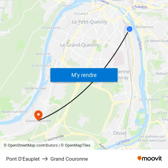 Pont D'Eauplet to Grand Couronne map