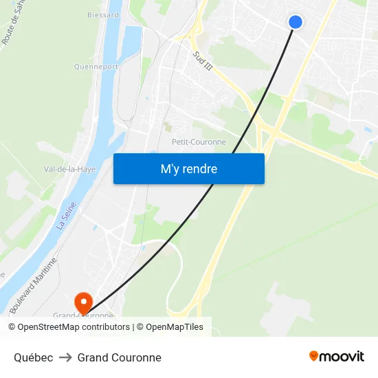 Québec to Grand Couronne map