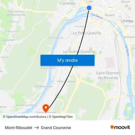 Mont-Riboudet to Grand Couronne map