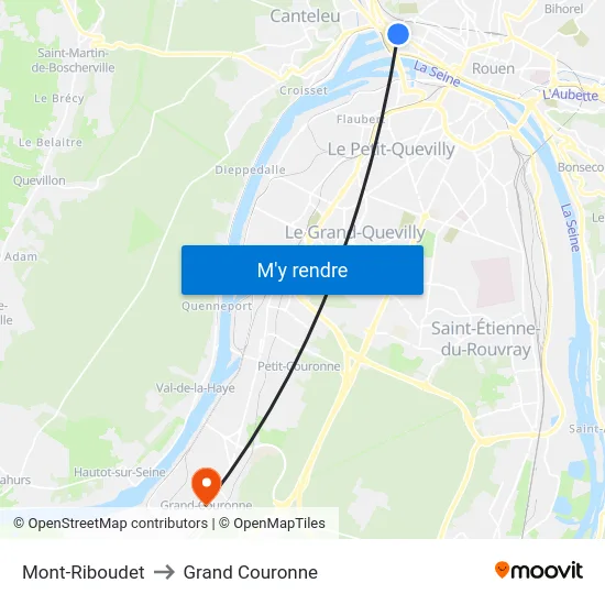 Mont-Riboudet to Grand Couronne map