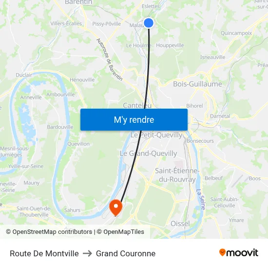 Route De Montville to Grand Couronne map
