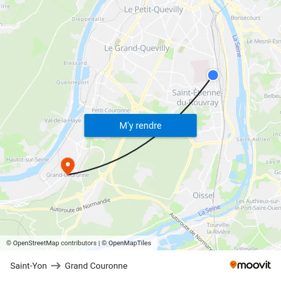 Saint-Yon to Grand Couronne map