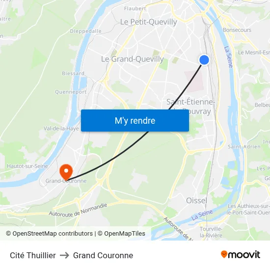 Cité Thuillier to Grand Couronne map