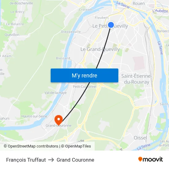 François Truffaut to Grand Couronne map