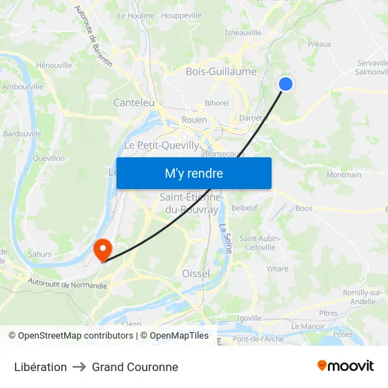 Libération to Grand Couronne map
