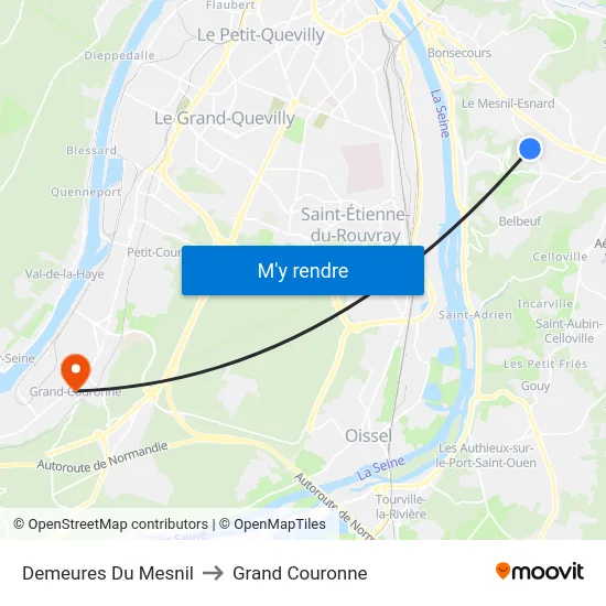 Demeures Du Mesnil to Grand Couronne map