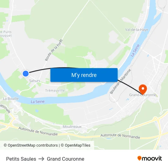 Petits Saules to Grand Couronne map