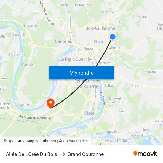 Allée De L'Orée Du Bois to Grand Couronne map