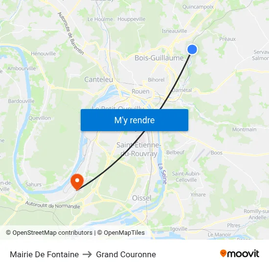 Mairie De Fontaine to Grand Couronne map