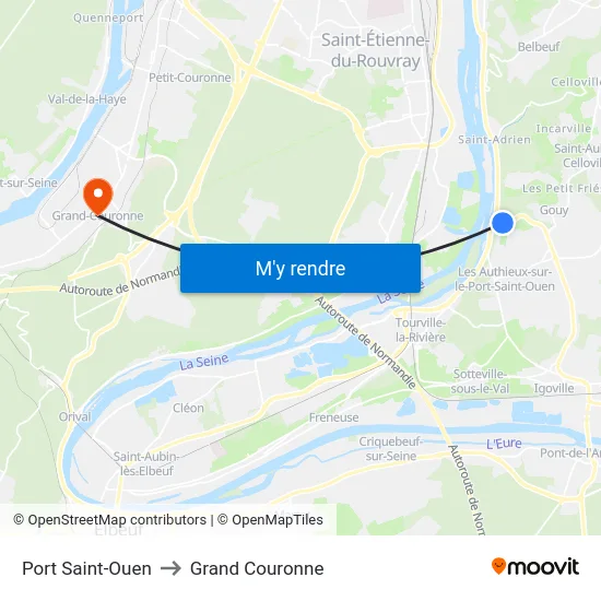 Port Saint-Ouen to Grand Couronne map