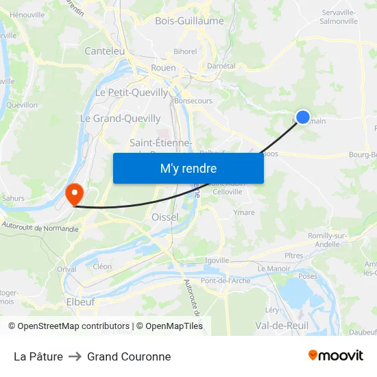 La Pâture to Grand Couronne map