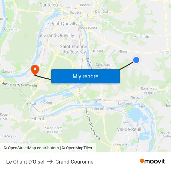 Le Chant D'Oisel to Grand Couronne map