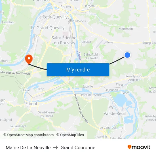 Mairie De La Neuville to Grand Couronne map