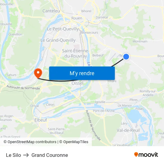 Le Silo to Grand Couronne map