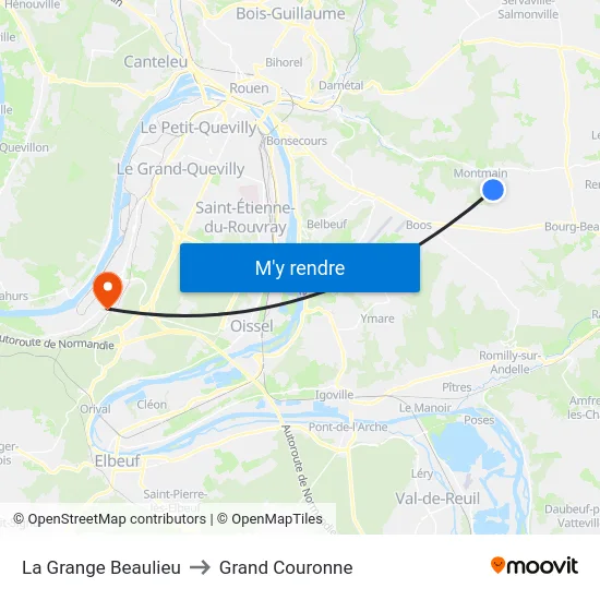 La Grange Beaulieu to Grand Couronne map