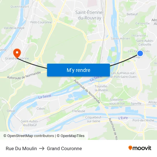 Rue Du Moulin to Grand Couronne map