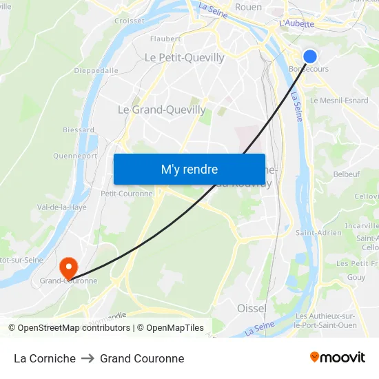 La Corniche to Grand Couronne map