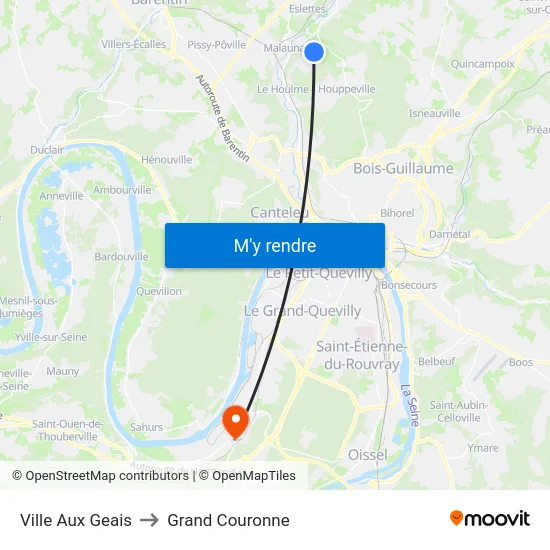 Ville Aux Geais to Grand Couronne map