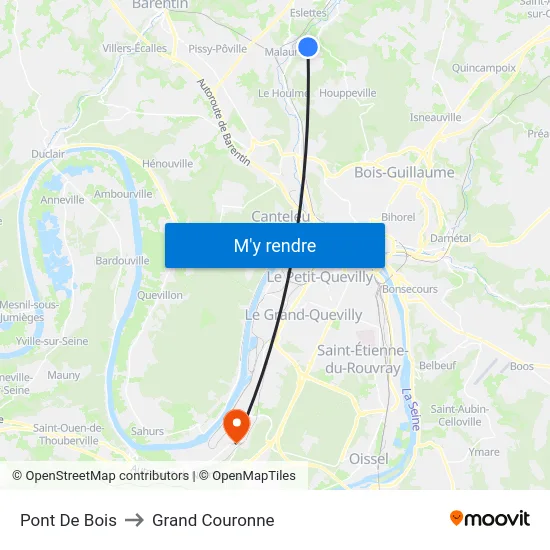 Pont De Bois to Grand Couronne map