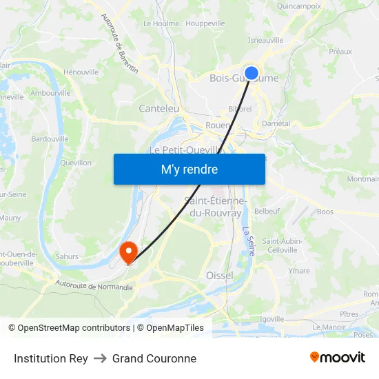 Institution Rey to Grand Couronne map