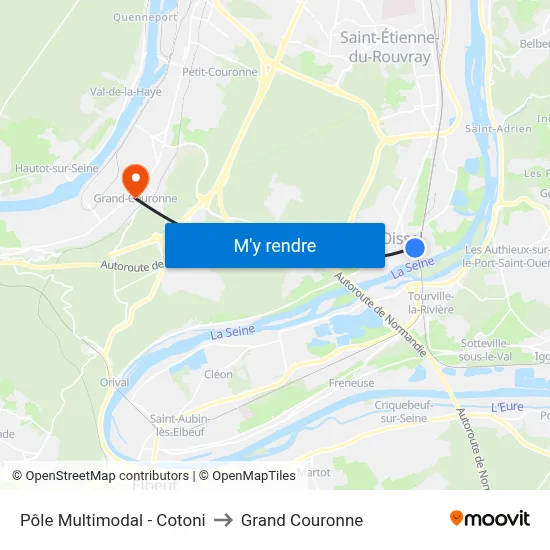 Pôle Multimodal - Cotoni to Grand Couronne map